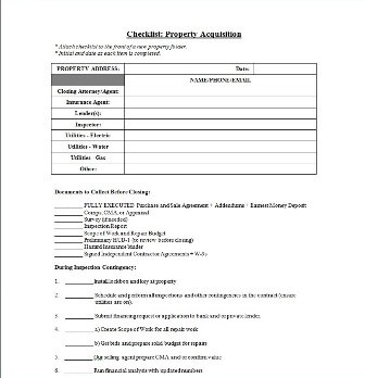 Checklist - Property Acquisition - Thumbnail