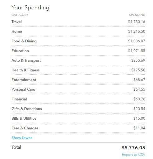 January spending chart