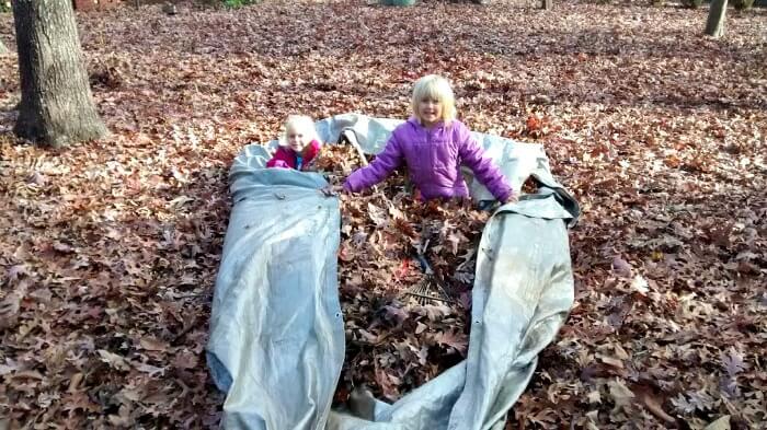 Grandparents house - helping Dada clean up leaves