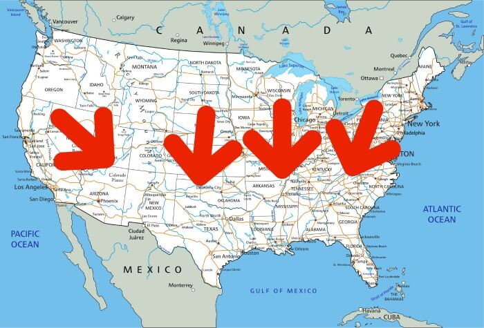 US Map - movement south - Big Shifts Ahead - Demographic Clarity For Businesses