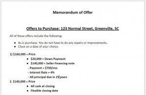 example memorandum of offer real estate - how to buy an investment property