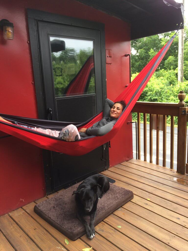 Hammock swing on back of caboose - How She Lost Her Real Estate Empire and Then Bounced Back Again