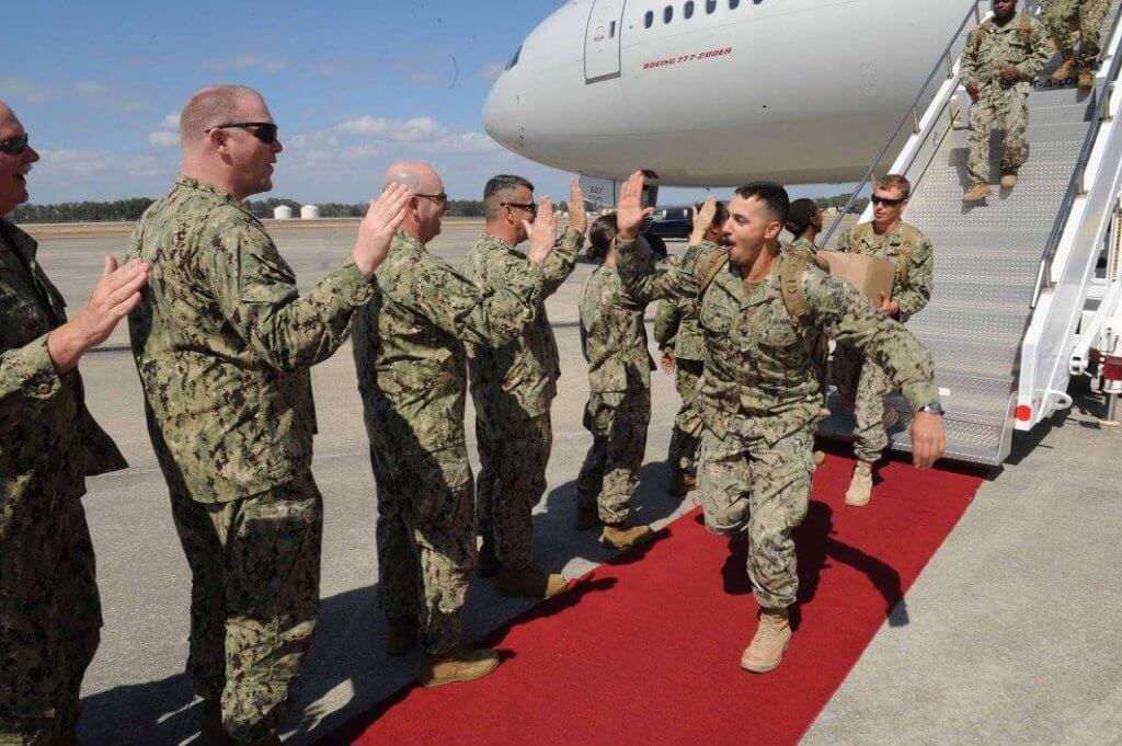 Back on US soil after deployment overseas