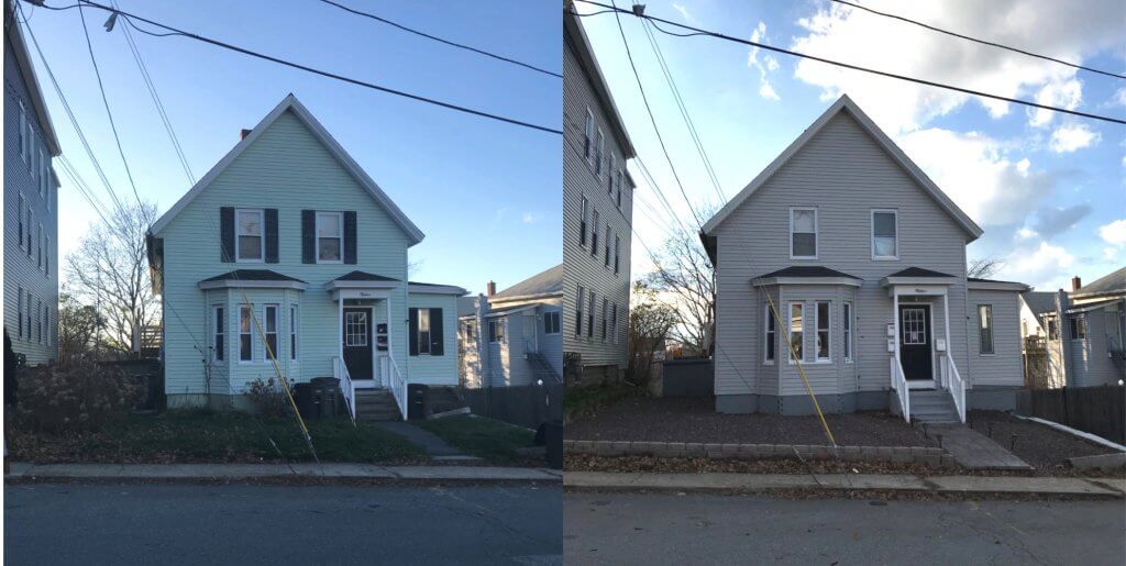 front of 3-unit - before and after
