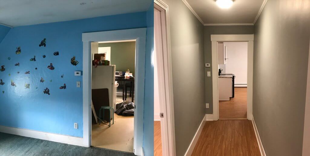 before and after of hallway